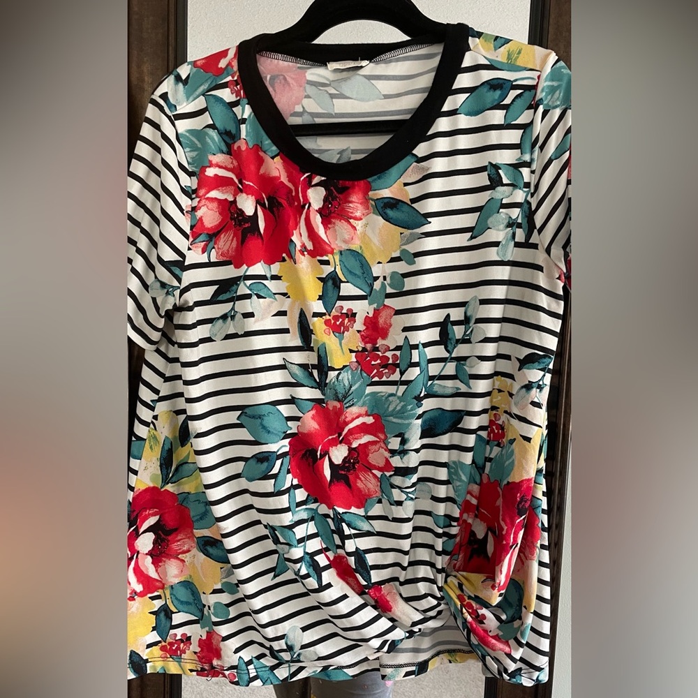 Floral Striped Women's Top